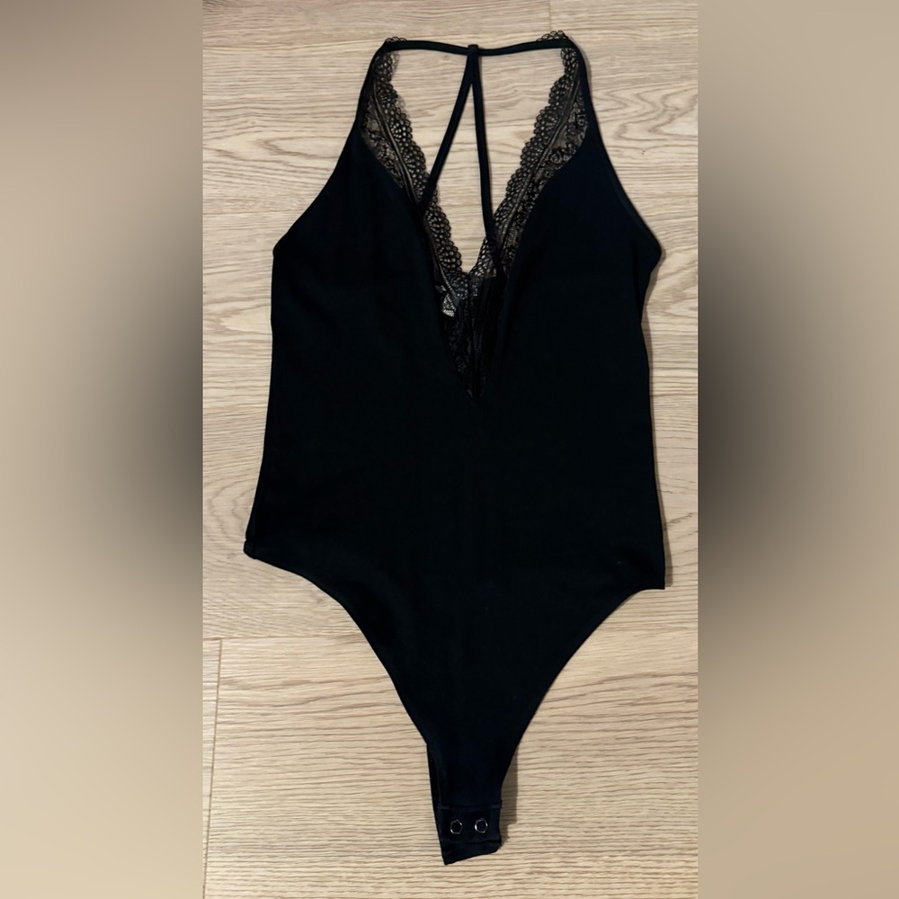 Express Black Lace Detail Bodysuit